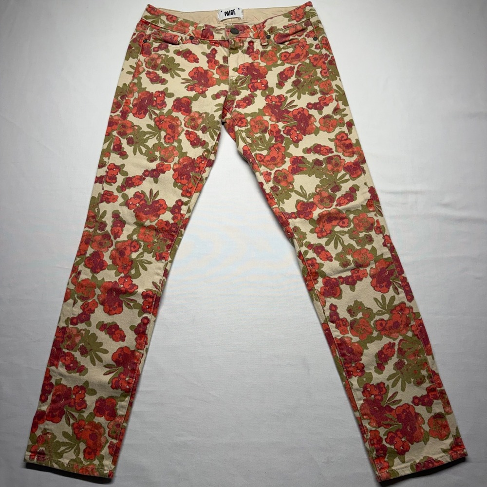 PAIGE Skyline Ankle‎ Peg Jeans 28 Floral Skinny Stretch Cottagecore Made USA